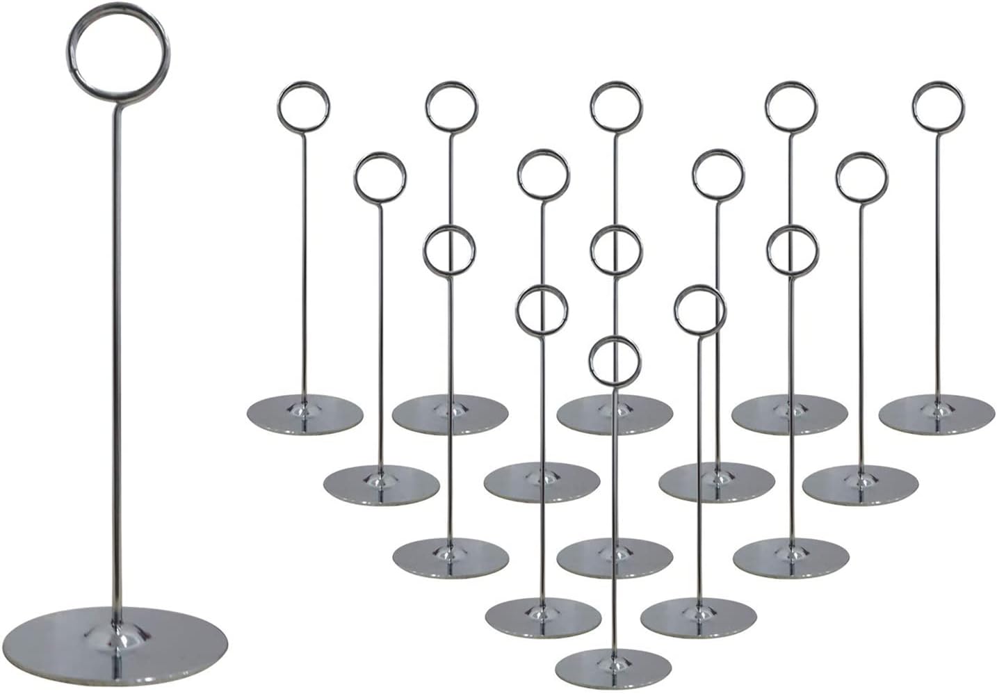 Urban Deco 16 Pieces Table Card Holder 8 inches Silver Place Steel Card holders for Photos, Food Signs, Memo Notes