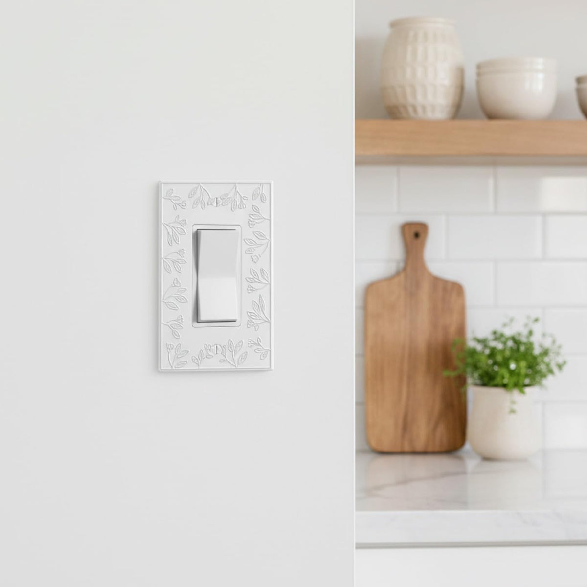 Rio Salto Decorative White Light Switch Cover Plate Premium Metal Flower Rocker Decorator Paddle GFCI Switch Plate