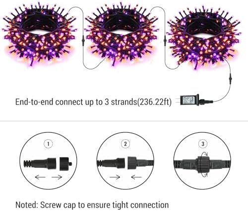 Brizled LED Halloween Lights Indoor Outdoor Orange & Purple String Light