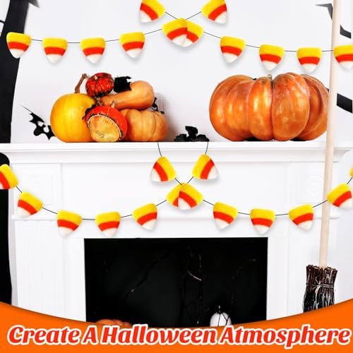 Tranqun 24 Pcs Halloween Candy Corn Felt Garlands, Fall Thanksgiving Decor