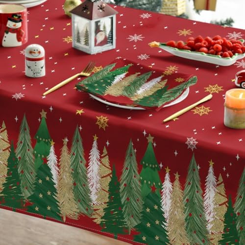 Horaldaily Christmas Tablecloth 60 x 84 Inch Rectangular Christmas Trees