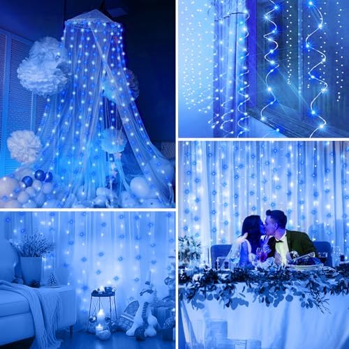 Minetom Curtain Lights, 300 LED Dimmable Twinkle Fairy Lights, 8 Modes