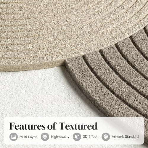 Large 3D Textured Framed Boho Neutral Abstract Wall Art, 3 Piece 24x36 inch