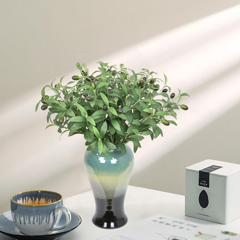 Faux Olive Branches for Vase 11.4'' Fake Plant Olive Tree Branches Artificial Greenery / Set of 12