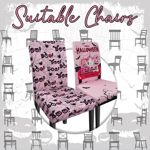 Halloween Chair Covers Set of 4 Ghost Dining Chair Covers for Party Kitchen Removable Seat Cover for Chairs Halloween Decorations Indoor