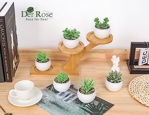 Succulents Plants Artificial in Pots Small Fake Plants / Green / Set of 6