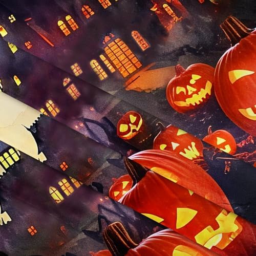 LB Halloween Tapestry Creepy Pumpkin Lantern Bat and Haunted Castle in Misty Forest Wall Tapestry for Bedroom Spooky Night Wall Hanging Tapestry Wall Art for Living Room Home Decor, 80 x 60 Inches