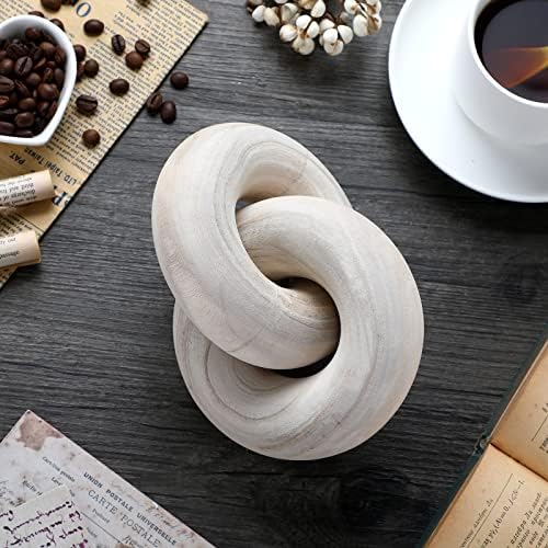 2 Link Chain Link Decor Coffee Table Wooden Knot Decor Hand Carved Modern Farmhouse Ornament / Wood
