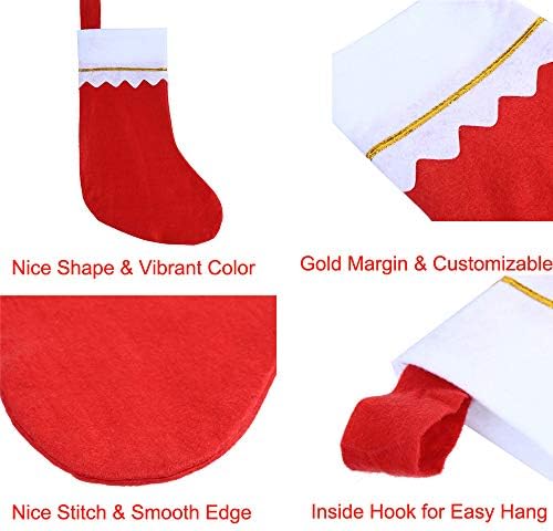CCINEE 12pcs Red Felt Christmas Stockings 15" Party Favors Stockings for Xmas Decoration