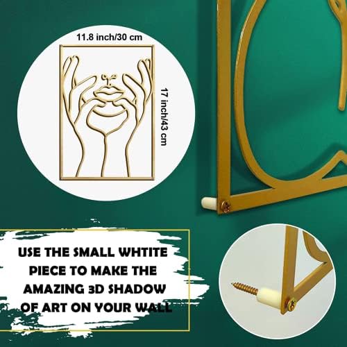 Glamativity 4 Pack Gold Wall Art Decor, Minimalist Single Line Real Metal Wall Art, Woman's Body Shape Abstract Wall