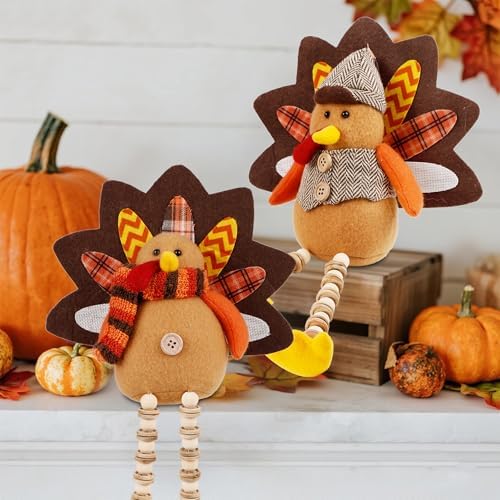 winemana 2 Pack Thanksgiving Decorations Stuffed Turkeys