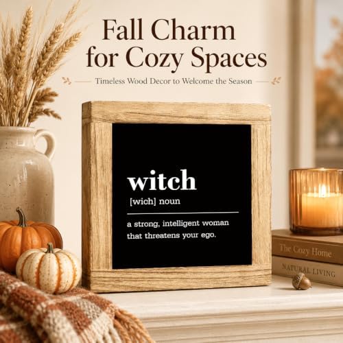 Halloween Wooden Sign, Witch Definition Quote Tabletop Decor