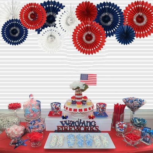 BEISHIDA Honeycomb Round Paper Fans Red White Blue Hanging Party Decoration