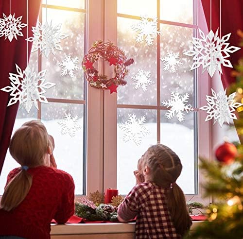 24PCS Hanging Snowflake Decorations Winter Wonderland Party Supplies
