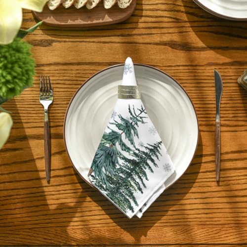 Horaldaily Christmas Cloth Napkins, Winter Snow Trees, Set of 6