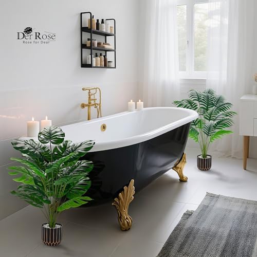 Der Rose 2 Pack 28" Fake Plants, Faux Palm and Monstera for Office Decor