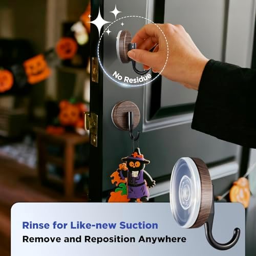 OUTXE Wreath Hanger for Front Door, Upgraded Suction Cup Reef Hook