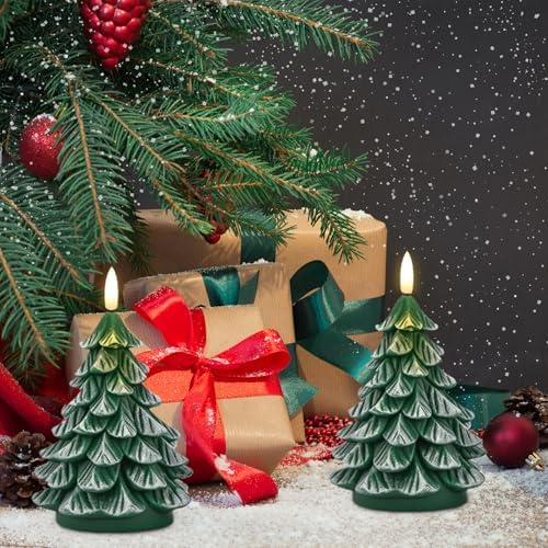 Christmas Tree Candles with 6H Timer Green
