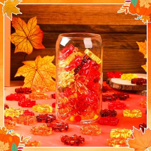 120Pcs Fall Thanksgiving Ornaments, Maple Leaves Vase Filler