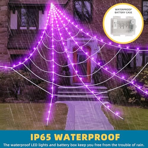 Halloween 200" Spider Web Light Decorations with 250 LED Lights Decor.