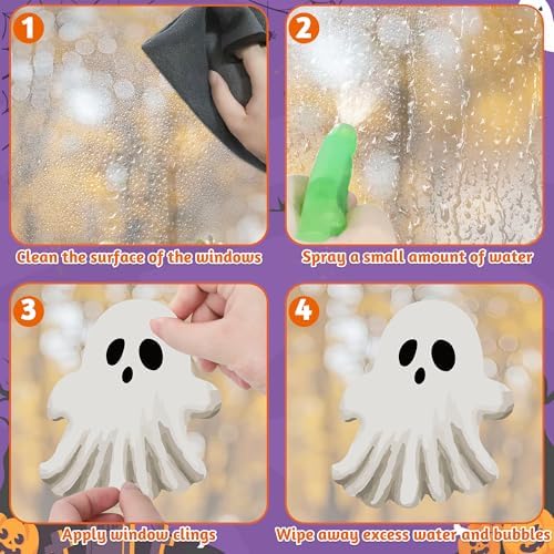 9 Sheets Halloween Decorations Window Clings, Scary Pumpkin Ghost Bats Spiders Stickers Decals, Double Sided Printed Halloween Decals Decor for Home Office Door Glasses Party Favors Supplies