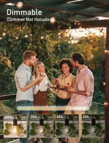 Brightown Outdoor String Lights 30FT Patio Lights with 25 Edison Glass Bulb