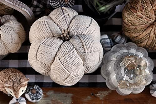 Boston International Pumpkin Décor Autumn & Fall Decorations, Large, Woven Cream