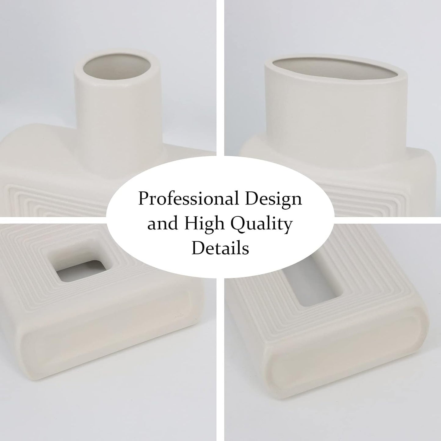 White Ceramic Vase / Square White / Set of 2