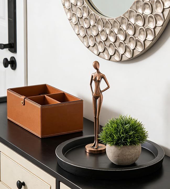 Round Wood Decorative Candle Plate / Black