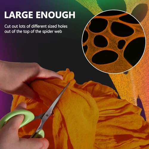 Glow in the dark Purple 1000 Sqft Uncut Giant Spider Web Halloween Decorations Outdoor with 1 Black Light &10 Ground Nails Stretchy Beef Cloth Netting DIY Flexible Elastic for Yard Party Decor
