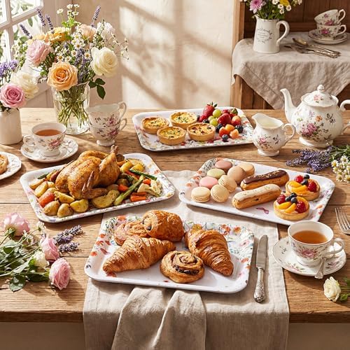 4 Pieces Wildflower Serving Trays Melamine Platters