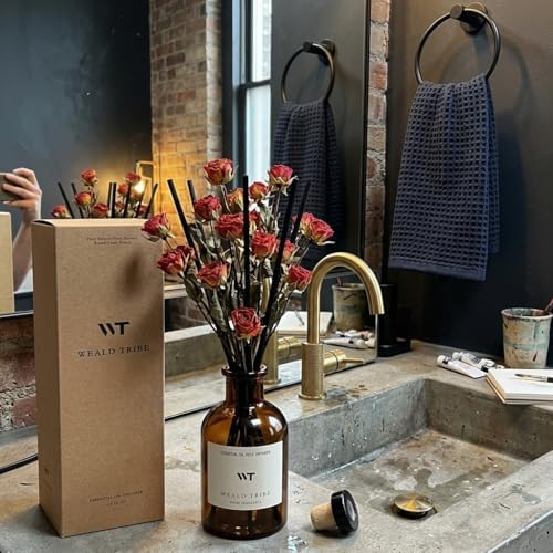 WEALD TRIBE Reed Diffuser Set for Bathroom Air Fresheners, Oil Diffuser Sticks | Sandalwood Rose Scent 4.0 fl oz Home