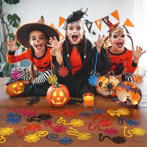 30 Pcs Sticky Spider Web Sticky Hands for Kids Bulk Halloween Party Favors Decorations,Spider Webs for Classroom Prizes Halloween Gifts Goodie Bags Stuffers Pinata Stuffers for Boys Girl