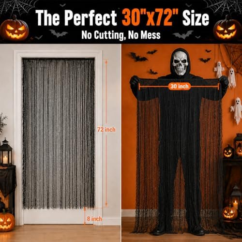 Halatool 12Pcs Creepy Cloth, 30 x 72 Inch Black Cheesecloth Halloween Decor