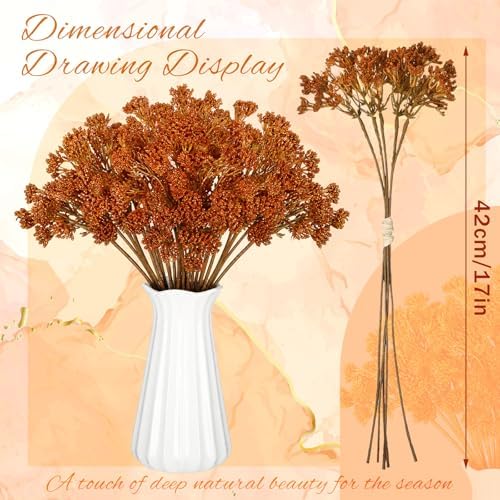 Thiccywoov 6 Pack Fall Yarrow Achillea Stems, Artificial Flower Picks