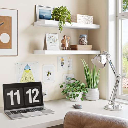 Fixwal Floating Wall Shelves for Decor (White, Set of 2, 22Inch)