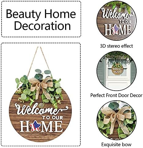 Interchange Welcome Sign Front Door Wreaths for Spring Fall Summer Winter