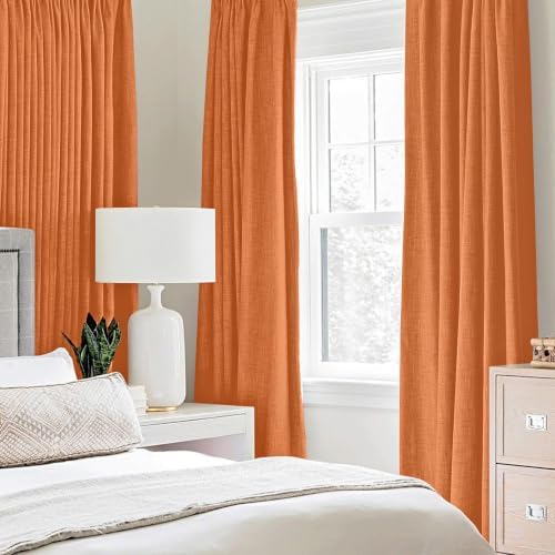 MIULEE 100% Blackout Linen Curtains for Bedroom 52x84 Inches Orange