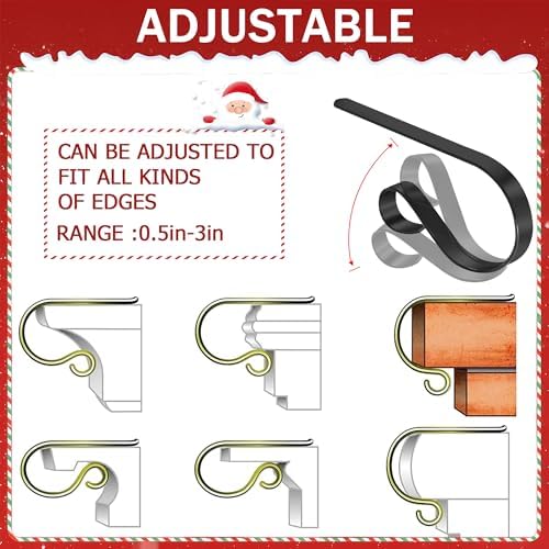 TAROSE Stocking Holders for Mantle, Christmas Stocking Holder Set of 4, Mantle Stocking Hanger Fireplace Hooks for Christmas Party Decoration Supplies(Black)