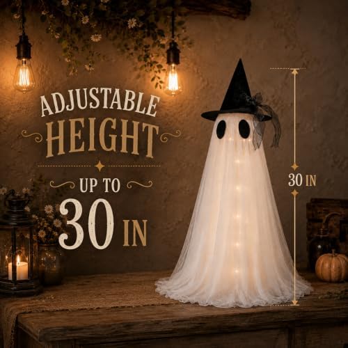 2 Pack Cute Glowing Ghost Decor - Halloween Ghost Decorations