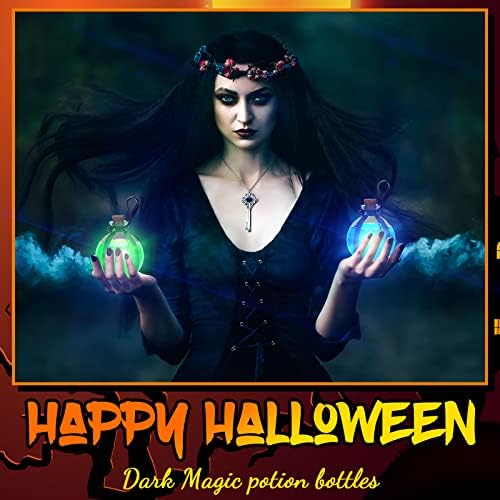 Meanplan 4 Pack Halloween Cork Potion Bottle with Cork Belt, Black, Brown