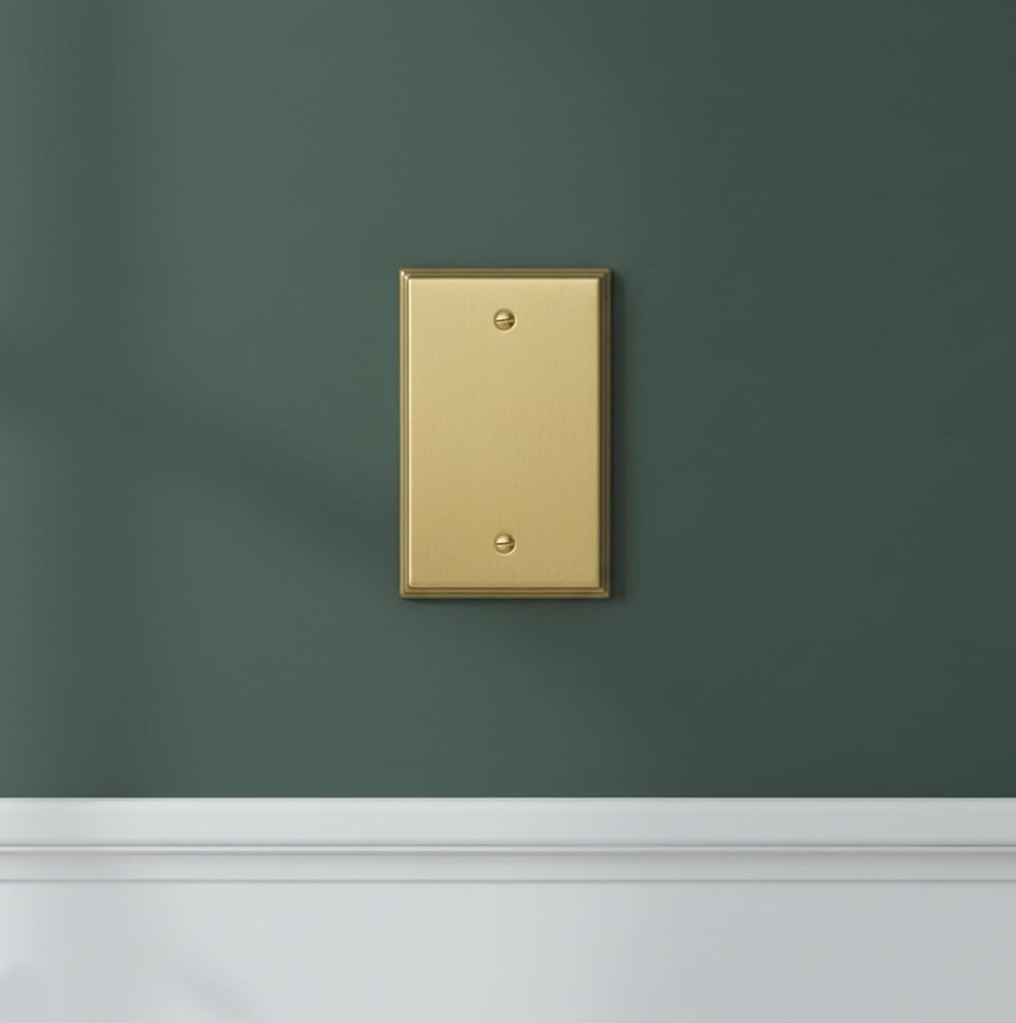 Rio Salto BRASS Deco Collection Brushed Brass Blank Wall Plates Single Gang Light Switch Plate Cover for Unused Outlets