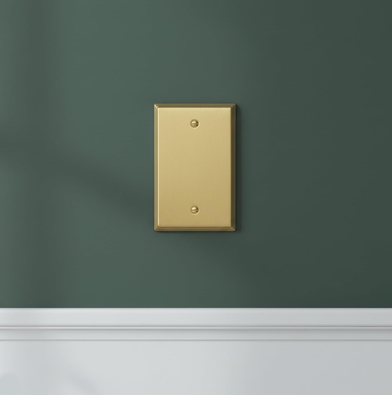 Rio Salto BRASS Deco Collection Brushed Brass Blank Wall Plates Single Gang Light Switch Plate Cover for Unused Outlets