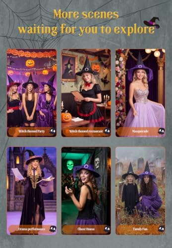 Zando Lace Witch Hats for Women - Halloween Cosplay Costume Accessories Foldable Hanging Witch Wizard Hats for Decorations