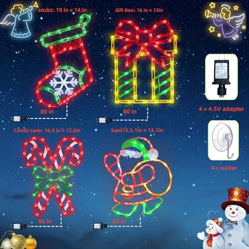 TRWYMZ 16" Christmas Window Silhouette Lights Decorations
