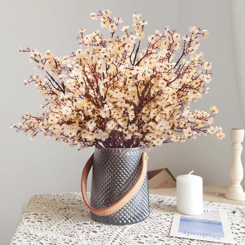 10 Pcs Fake Flowers, Real Touch Babys Breath Artificial Flowers, Champagne