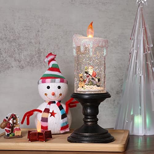 Eldnacele Santa Christmas Snow Globe Flameless Candle Battery Operated