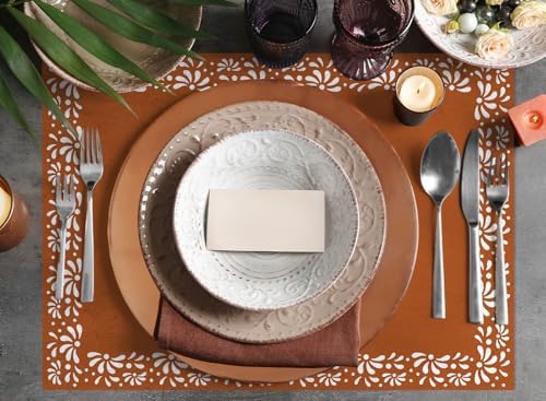 Whaline 50Pcs Cielito Lindo Paper Placemats Mexican Fiesta Brown Dinner Mats Disposable Rectangle Table Mats for Cinco De Mayo Party Table Setting