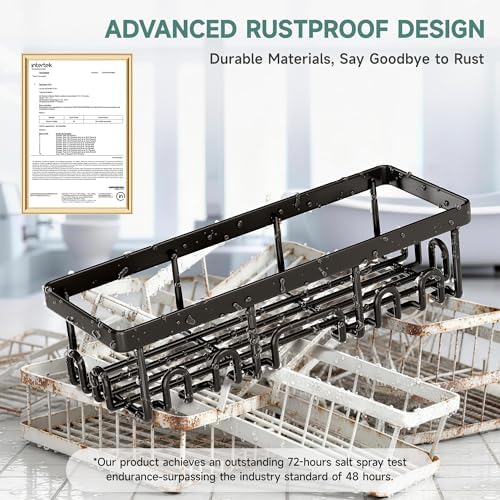 Veken Shower Caddy 3-Pack, Advanced Rustproof Design, No Drilling Adhesive Shelves, Rack with Soap Holder, Large