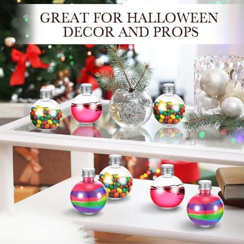 FoldTier 48 Pcs Plastic Potion Bottles with Caps,Silver,Aluminum Cap